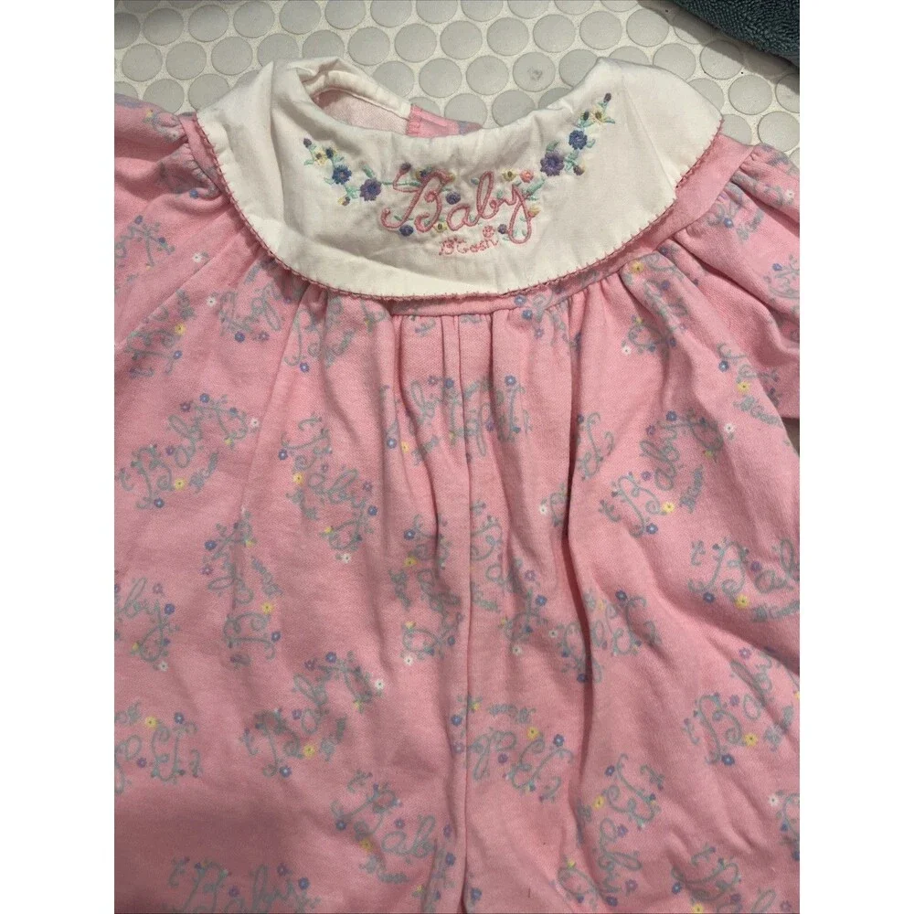 Osh Kosh Baby B'Gosh Vintage Pink Floral Bubble Romper One Piece Size 6-9 Month